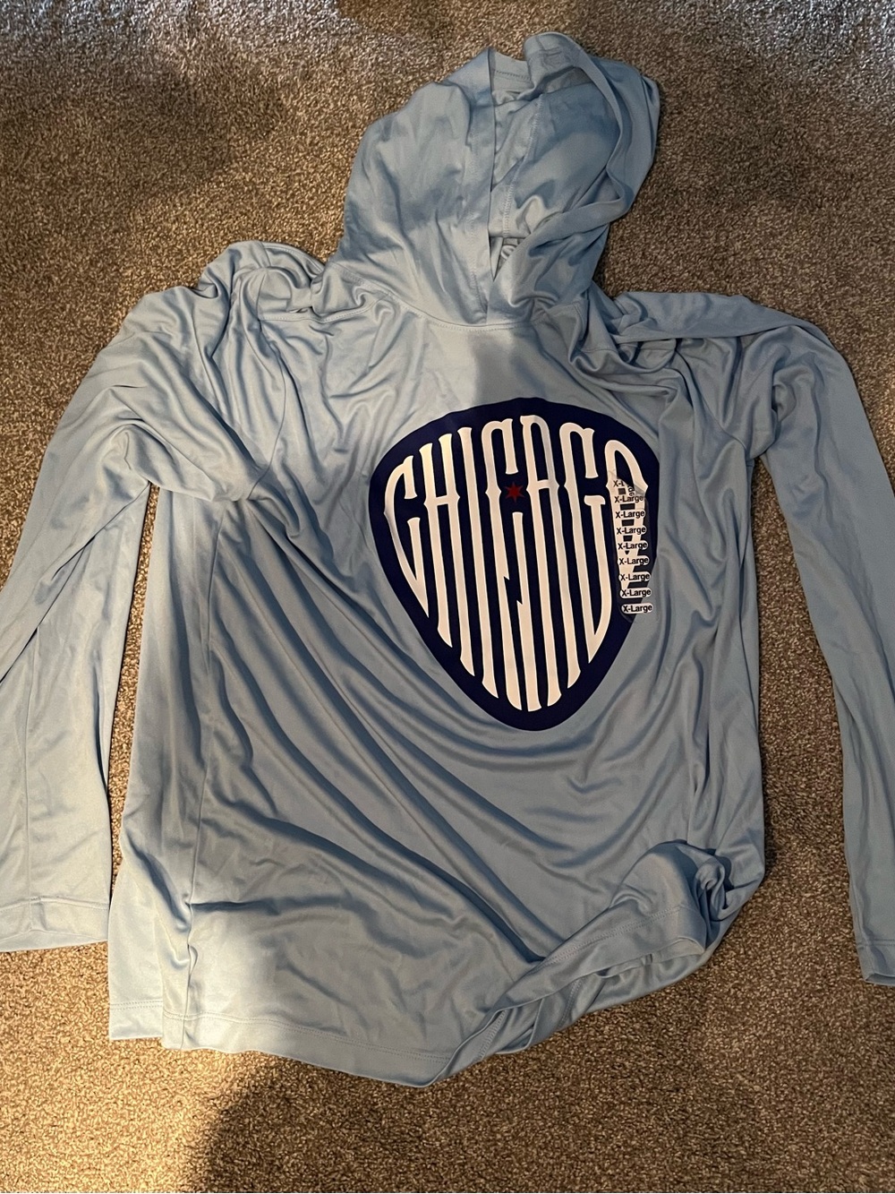 MLB Cubs guitar graphic Light Blue Long Sleeve Hoodie
